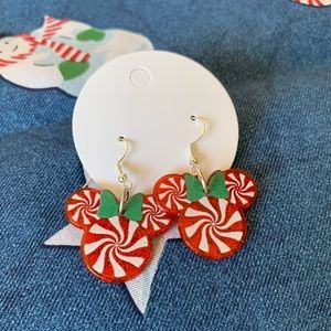 Minnie Mouse Peppermint Christmas Handcrafted 925 Earrings